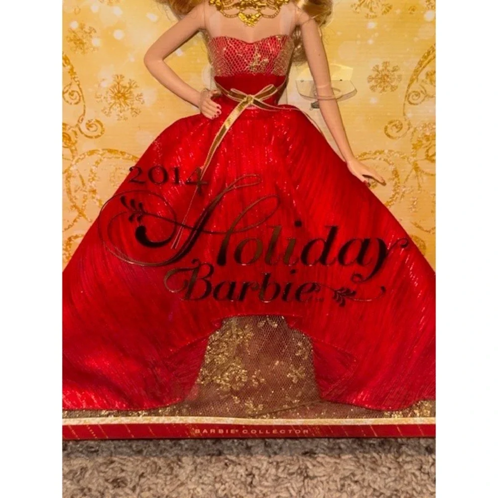 2014 Holiday Barbie Doll Red Gold Gown Collector‎ Edition Christmas Gift